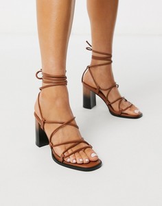 Светло-коричневые босоножки на каблуке ASOS DESIGN-Светло-коричневый