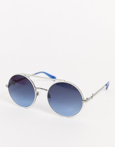 Синие солнцезащитные очки с круглыми стеклами Love Moschino-Синий