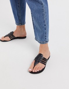 Черные кожаные сандалии Steve Madden-Черный