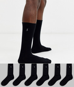 6 пар черных носков Polo Ralph Lauren-Черный