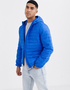 Ярко-синий легкий пуховик с капюшоном ASOS DESIGN