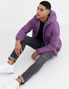 Фиолетовый легкий пуховик с капюшоном ASOS DESIGN