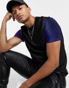Черная обтягивающая футболка с контрастными рукавами ASOS DESIGN-Черный