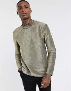 Обтягивающий фестивальный лонгслив золотистого цвета ASOS DESIGN-Золотой