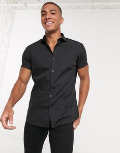 Черная узкая рубашка Topman-Белый