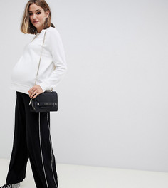 Широкие брюки с посадкой под животом и контрастным кантом ASOS DESIGN Maternity-Черный