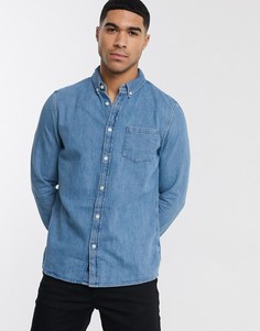 Голубая джинсовая рубашка Burton Menswear-Синий