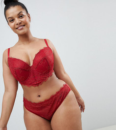 Кружевной бюстгальтер с вкладками ASOS CURVE Carmen-Красный