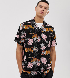 Рубашка с отложным воротником и принтом тигров Brave Soul Tall-Черный