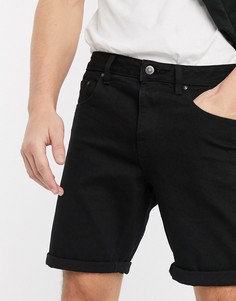 Черные джинсовые шорты узкого кроя ASOS DESIGN-Черный