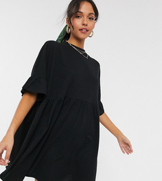 Черное oversized-платье с оборками ASOS DESIGN Tall-Черный