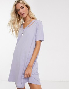 Лавандовое платье-футболка в стиле oversized с разрезами ASOS DESIGN-Фиолетовый