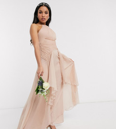 Платье-сарафан макси с присборенной отделкой на лифе ASOS DESIGN Petite Bridesmaid-Розовый
