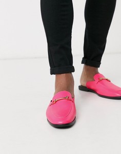 Мюли-лоферы из искусственной кожи с открытой пяткой ASOS DESIGN-Розовый