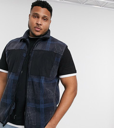 Флисовый жилет в черно-белую клетку ASOS DESIGN Plus-Черный