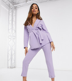 Узкие трикотажные брюки ASOS DESIGN Petite-Фиолетовый