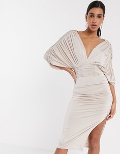 Декорированное платье миди с рукавами-кимоно ASOS DESIGN-Розовый