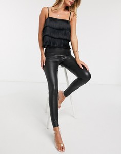 Черные леггинсы из искусственной кожи Miss Selfridge-Черный