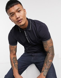 Темно-синее поло с логотипом на планке Armani Exchange-Темно-синий