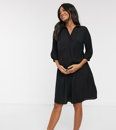 Свободное ярусное платье черного цвета на пуговицах New Look Maternity-Черный