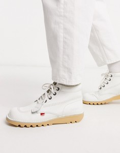 Высокие кожаные ботинки белого цвета Kickers-Белый