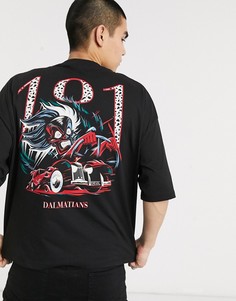 Свободная футболка с принтом "101 далматинец" на спине ASOS DESIGN Disney-Черный