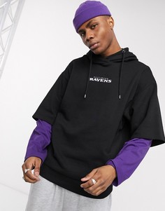 Oversized-худи двухслойного кроя с принтом ASOS DESIGN-Мульти