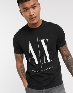 Черная футболка с большим логотипом "AX" Armani Exchange-Черный