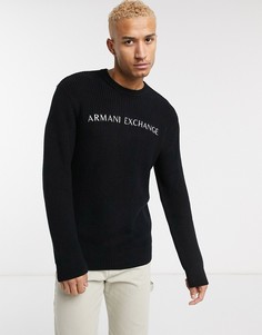 Черный джемпер с логотипом Armani Exchange