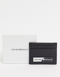 Черная кредитница с прорезиненным логотипом Emporio Armani-Черный