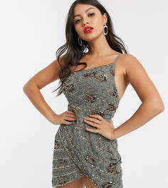 Асимметричное платье мини с запахом на юбке и отделкой в ацтекском стиле ASOS DESIGN Petite-Мульти