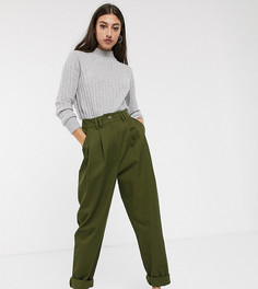 Широкие брюки цвета хаки со складками ASOS DESIGN Tall-Зеленый