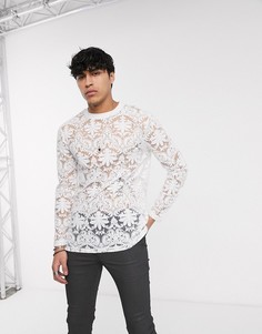 Длинный белый лонгслив с узором пейсли ASOS DESIGN