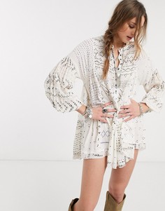 Платье мини цвета слоновой кости Free People-Белый