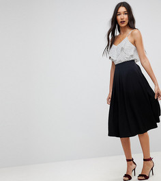 Юбка миди со складками ASOS DESIGN Tall-Черный