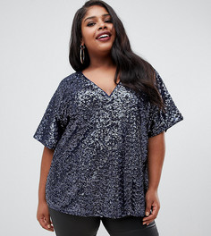 Oversize-футболка с пайетками ASOS DESIGN Curve-Синий