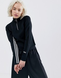 Черный топ с воротом на молнии adidas Originals