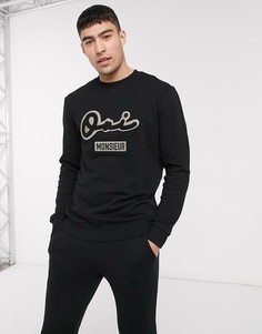 Спортивный костюм с джоггерами скинни и вышивкой ASOS DESIGN-Черный