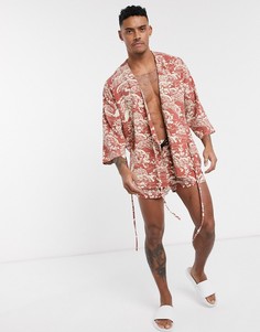 Короткие шорты для плавания с принтом волн ASOS DESIGN-Мульти