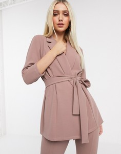 Трикотажный пиджак с запахом ASOS DESIGN-Розовый