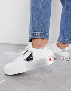Серебристые кроссовки на платформе с логотипом Love Moschino-Серебряный