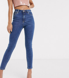 Синие джинсы скинни с завышенной талией ASOS DESIGN Petite Ridley-Фиолетовый