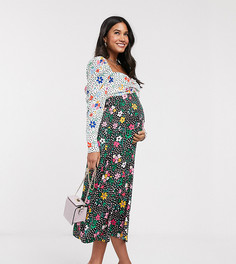 Платье макси с вырезом сердечком и цветочным принтом ASOS DESIGN Maternity-Мульти