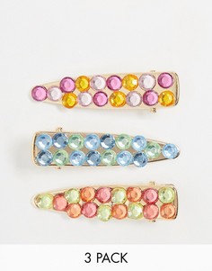 Набор из 3 заколок со стразами Pieces-Золотой