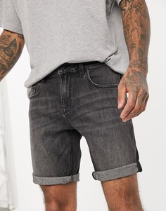 Черные джинсовые шорты слим ASOS DESIGN-Черный