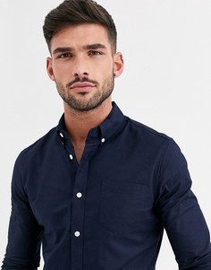 Темно-синяя оксфордская рубашка с длинными рукавами Burton Menswear-Темно-синий