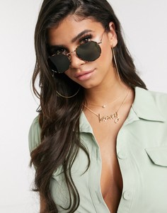 Круглые солнцезащитные очки в металлической оправе с G15 стеклами ASOS DESIGN-Коричневый