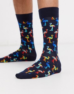 Носки с рисунком фламинго Happy Socks-Темно-синий