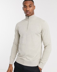 Кремовый джемпер с короткой молнией Selected Homme