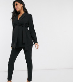 Трикотажные узкие брюки с разрезами спереди ASOS DESIGN Maternity-Черный